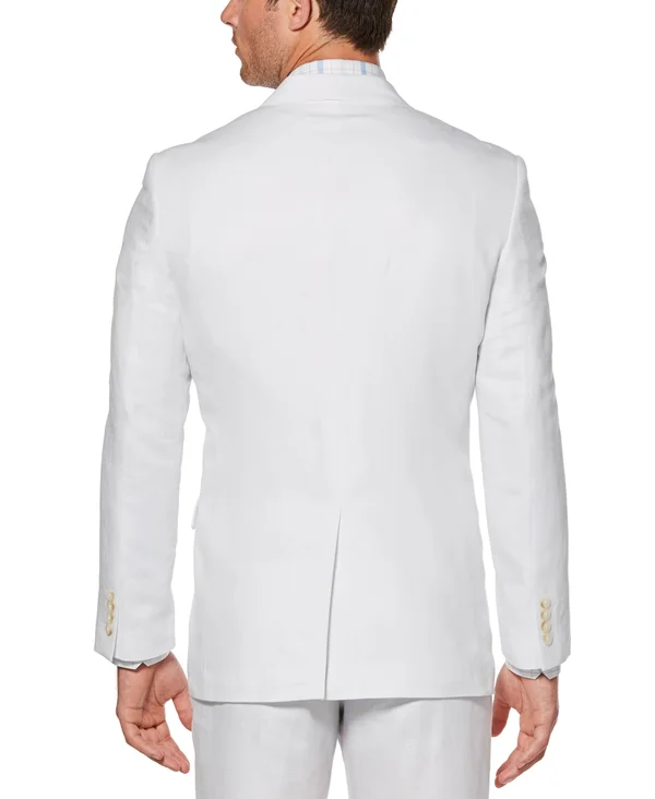 Perry Ellis Men's Linen Suit Jacket, Bright White Twill, Extra Small/36 Short