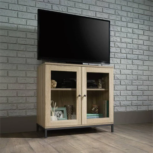 Home Square 4 Piece Living Room Set with Storage TV Stand - Coffee Table, and Set of 2 End Tables in Charter Oak