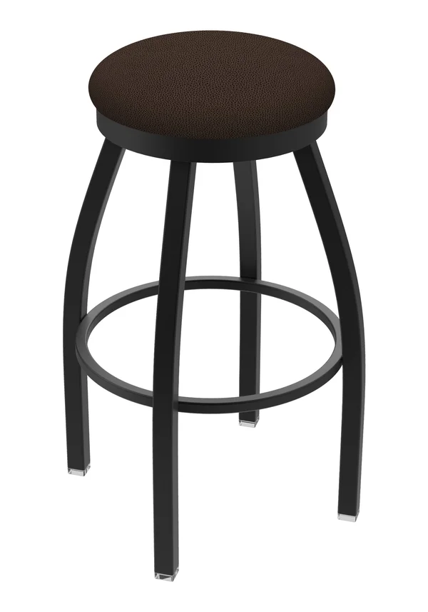 Holland Bar Stool 80236BWReiCof 802 36x22 Misha Black Wrinkle Swivel Stool with Rein Coffee Seat