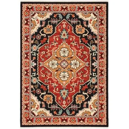 Vince Traditional Oriental Area Rug - Black/ Red 1, 3' x 5'