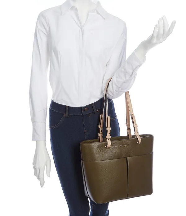 Michael Kors Bedford Pebble Leather Pocket Tote (olive)