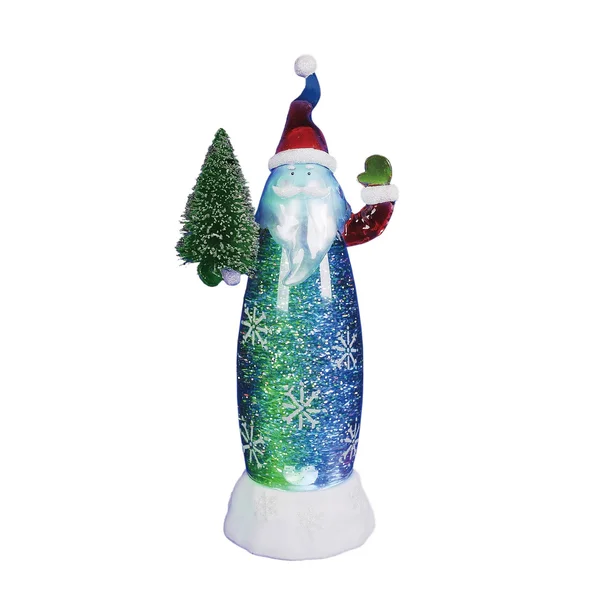 Northlight 11x22 LED Lighted Santa Claus with Christmas Tree Table Top Glitterdome