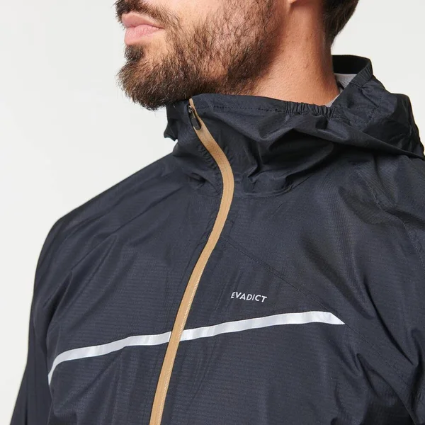 Evadict Men's Trail Running Waterproof Jacket in Black - Size Small
