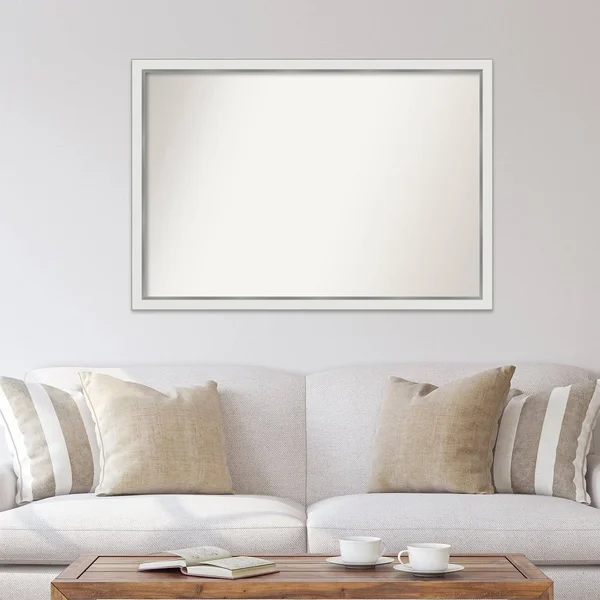Choose Your Custom size, 34-in SIDE, Eva White Silver Narrow Framed Wall Mirror - 41 x 34-Inch