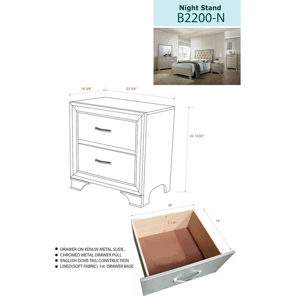 Ku0026b Furniture 2 Drawer Nightstand