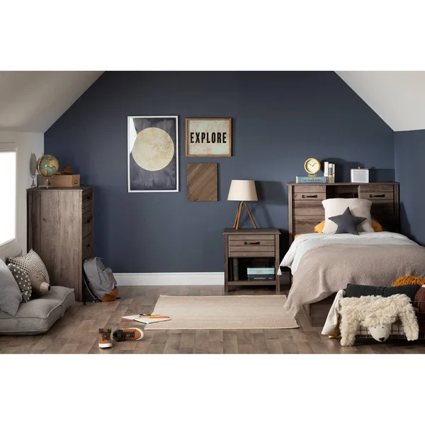 South Shore Asten 1-Drawer Nightstand, Fall Oak