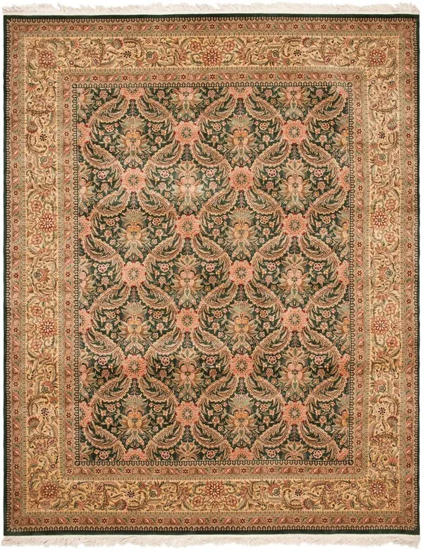 Safavieh Traditional Asian Hand-Knotted Royal Kerman Wool Rug - Green/Beige 4& x 6&