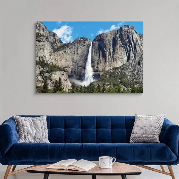 View of Yosemite Falls in SPRING - Yosemite National Park, California, Canvas Wall Art, 60x40, Great Big Canvas
