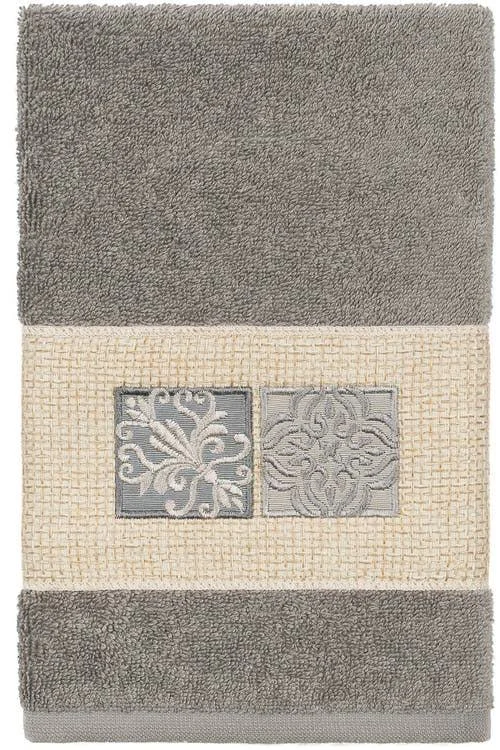 Linum Home Textiles Dark Gray Vivian 3 Piece Embellished Towel Set