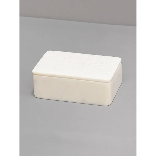 Aurora Home White Marble Box with Lid - Set(Smallu0026Medium)