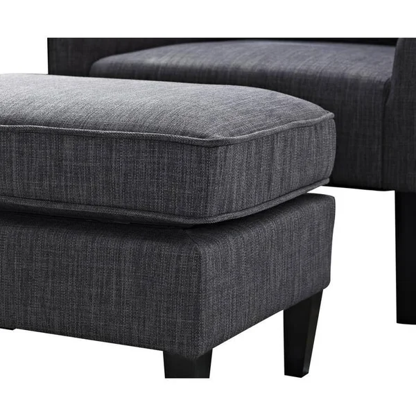 Simpli Home Ashbury Wingback Club Chair and Ottoman, Slate Grey