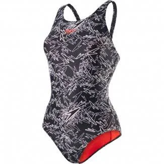 (8 - Black/White) - Speedo Women's Boom All Over Muscle Back Swimsuit