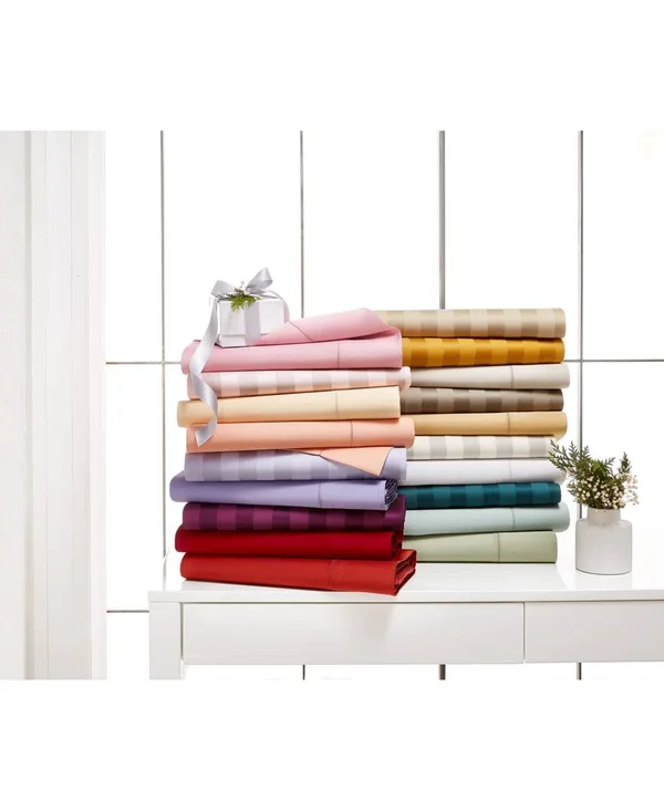 Charter Club Damask 1.5x22 Stripe Extra Deep Pocket Queen 4-pc Sheet Set, 550 Thread Count 100% Supima Cotton, Created for Macy&