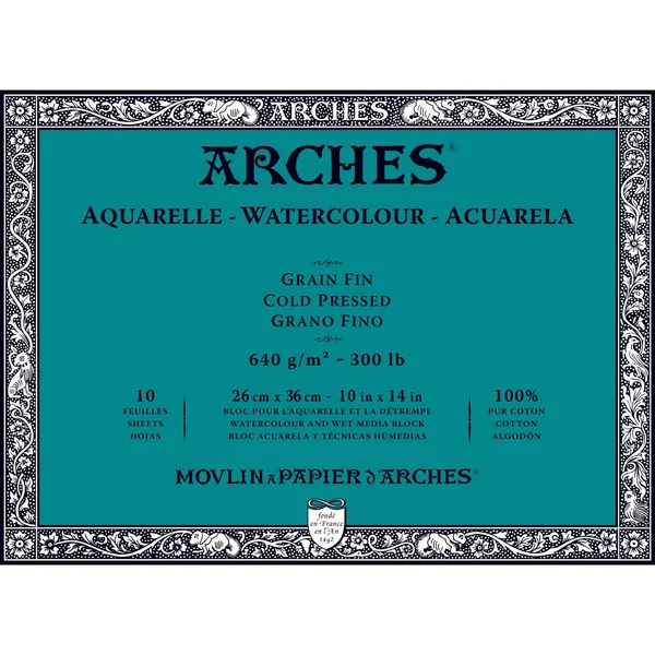 Arches 300 lb. Watercolor BLOCK, Cold-Pressed, 10 inch x 14 inch