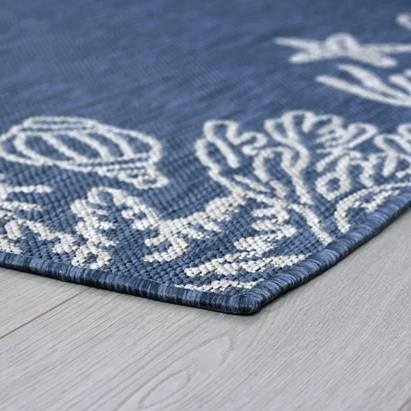Alise Rugs Exo Novelty Coastal Indoor/Outdoor Area Rug - 5&3&& x 7&3&& - Navy