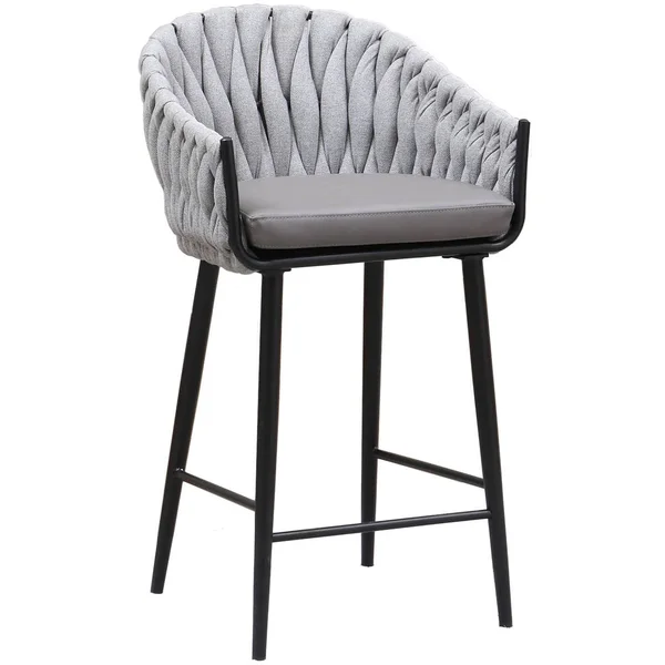 Chintaly Imports Dina Weave Back Metal Counter Stools in Gray (Set of 2)