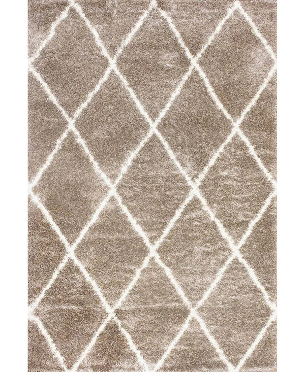 nuLOOM Diamond Shag Area Rug, Size: 4& x 6&, Beige