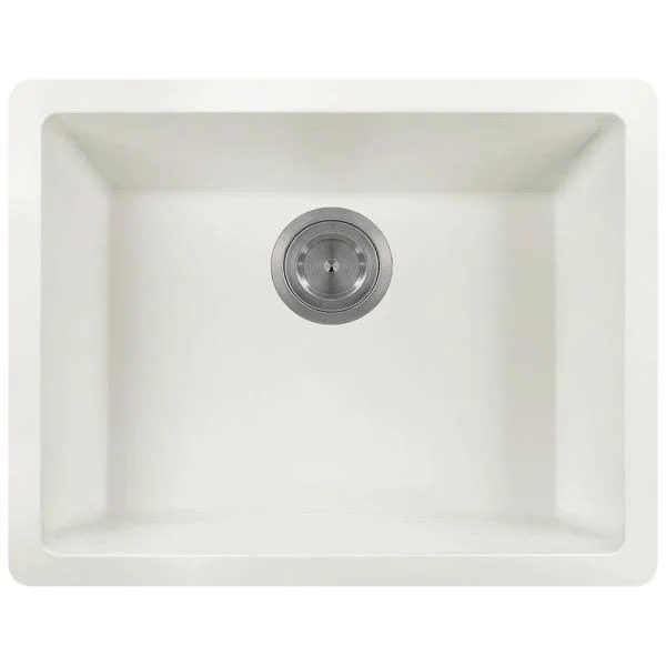 Mr Direct 808 White TruGranite Single Bowl Kitchen Sink