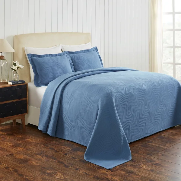 Miranda Haus Laurence Cotton Jacquard Matelasse Bedspread Set - Grey - Twin