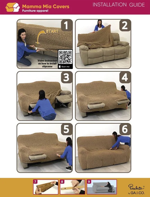 3 Seater Recliner Slipcover, Microfibra Collection