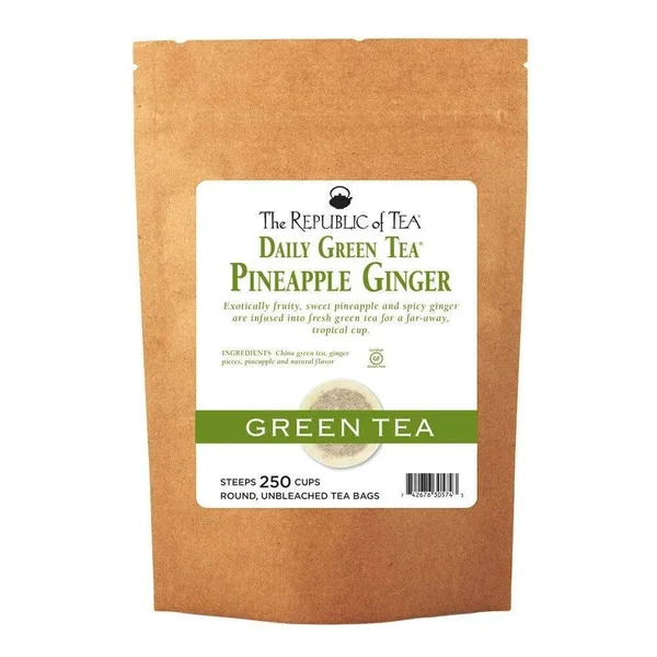 The Republic of Tea Pineapple Ginger Green 250 Bags Aromatic Fruit