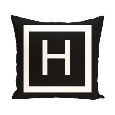 Gilson Throw Pillow Three Posts Size: 20x22 H x 20x22 W x 2x22 D, Color: Raven, White, Letter: H