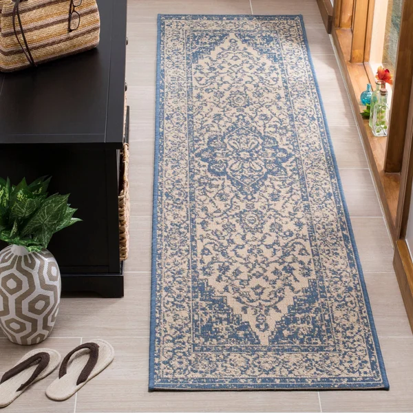 Safavieh LND137N-210 2 ft. 2 in. x 10 ft. Linden 100 Traditional Runner Rug Cream & Blue