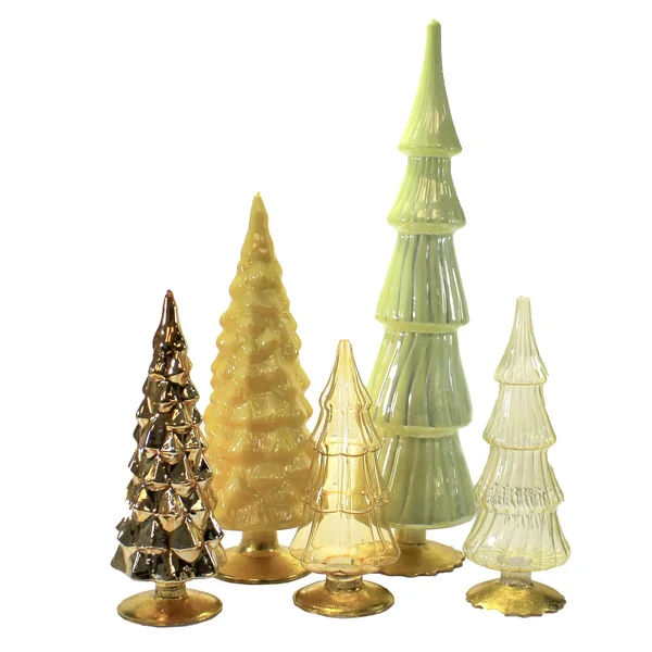 Christmas Yellow Orange Hued Glass Trees Set/5 Decorate Mantle Christmas Ms2040y, Size: 17.00 H x 4.00 W x 4.00 D