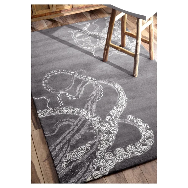 nuLOOM Octopus Tail Abstract Wool Runner Rug - 2& 6x22 x 8&, Midnight