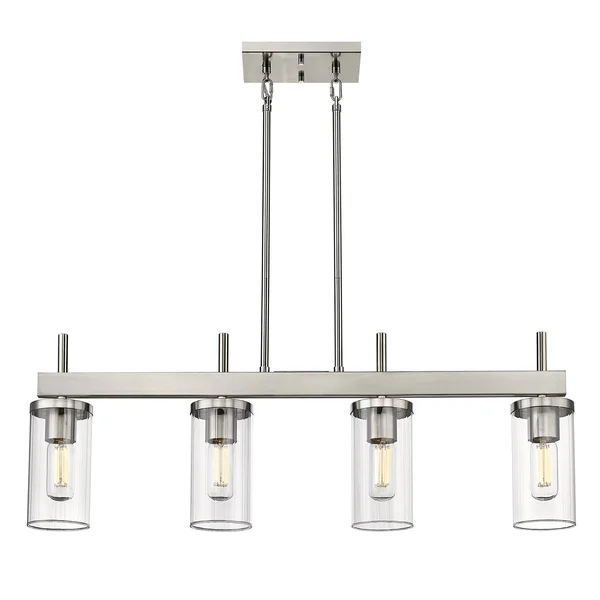 Copper Grove DeBruy 4-Light Linear Pendant - Matte Black with Ribbed Clear Glass 30388816