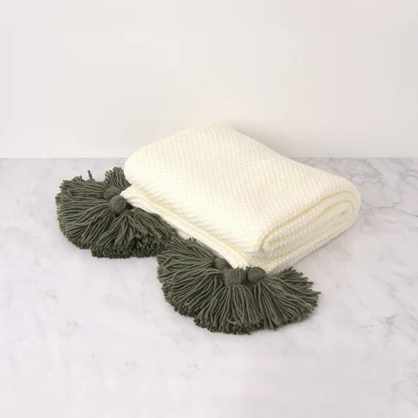 Aurora Home Big Tassel Knit Throw - Blue - 60x22
