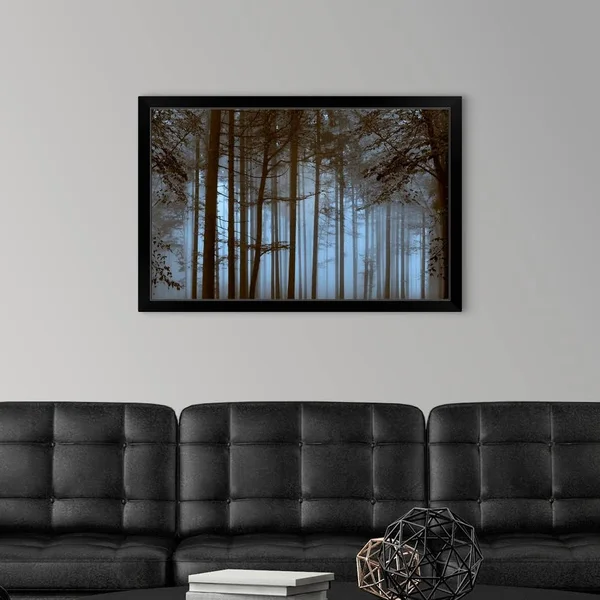 Trees Path Sepia - Black Framed Wall Art, 36x24, Great Big Canvas
