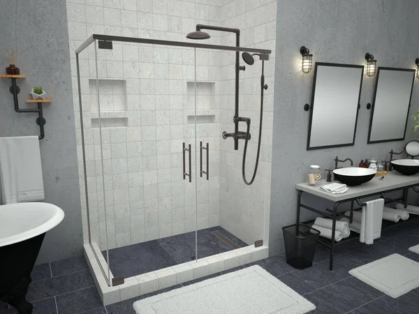 Tile Redi Double Threshold Shower Base with Designer Grate - Bronze