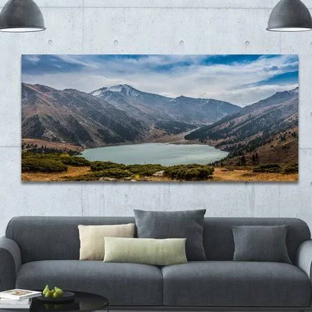 Designart 'Mountain Lake Under Blue Sky' Photographic Print on Wrapped Canvas