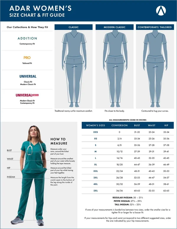 Adar Pro Modern Athletic Scrub Set for Women - Modern V-Neck Scrub Top & Yoga Jogger Scrub Pants