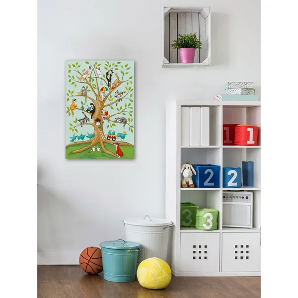 Marmont Hill Cats Up A Tree by Janet Nelson Painting Print on Wrapped Canvas - Size: 36 inch x 24 inch