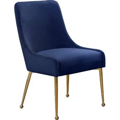 Everly Quinn Stovall Velvet Upholstered Side Chair Upholstery Color: Navy