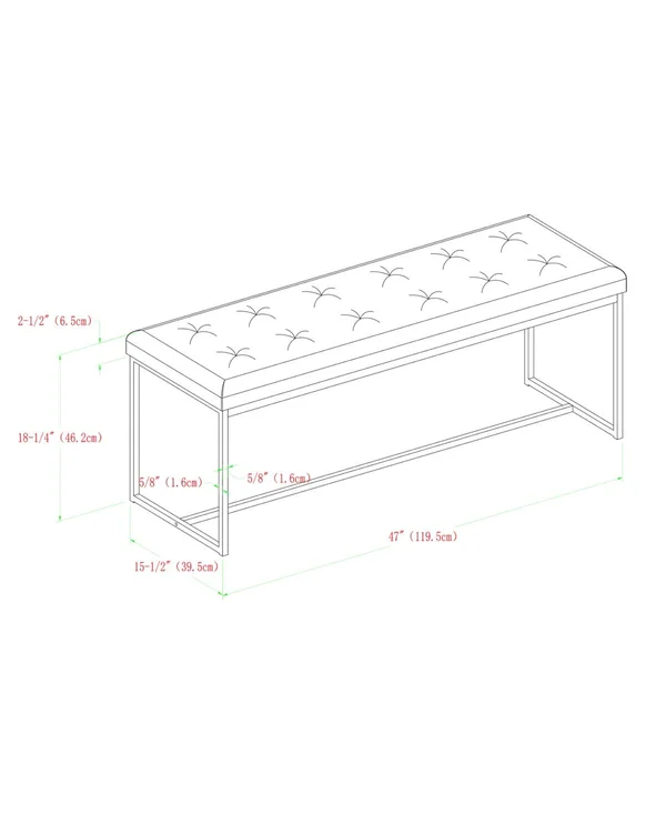 Walker Edison 48x22 Upholstered Bench with Metal Base - Blue - Blue
