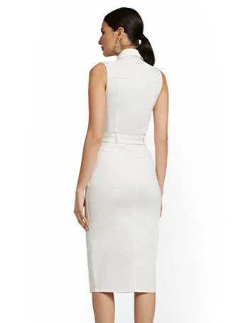 NYu0026Co Women's Sleeveless Denim Midi Dress White - Size X-Large, Spandex/Cotton