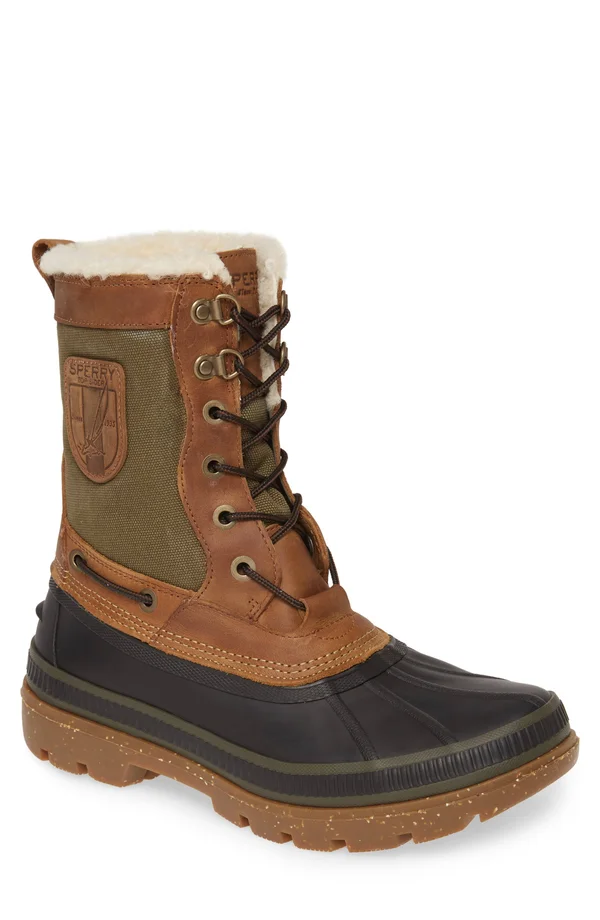 Men's Sperry Ice Bay Tall Boot Brown/Olive - Size 8M