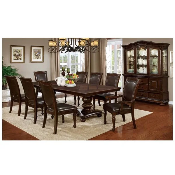 Furniture of America Alstroemeria Wood Arm Chair in Brown Cherry (Set of 2)
