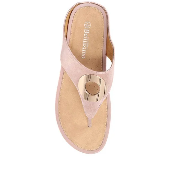 Bellissimo Women's Metallic Toe Post Sandal - Tan - US 07