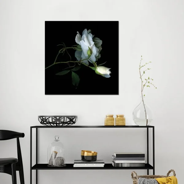 Magda Indigo Large Canvas Prints - Rose White I ( Floral & Botanical > Flowers > Roses art)