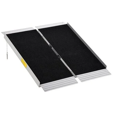 Homcom 3& Portable Wheelchair Ramp/Aluminum Threshold Mobility Single-Fold for Scooter with Carrying Handle, Size: 36 Large x 29