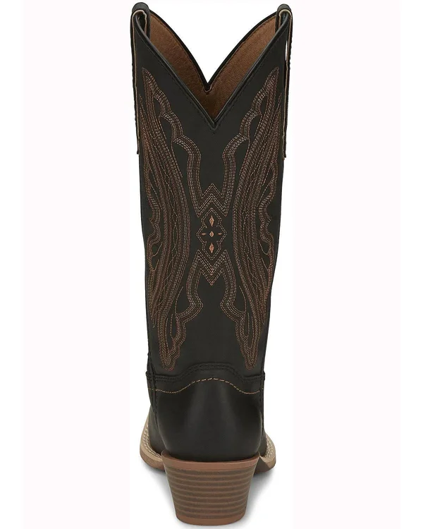 Justin Ladies Rein Square Toe Boots 10.5 B Black