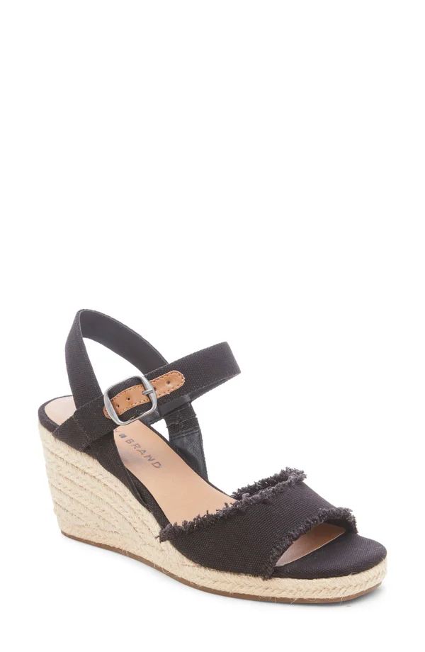 Women's Lucky Brand Mindra Espadrille Wedge - Size: 7.5, Black