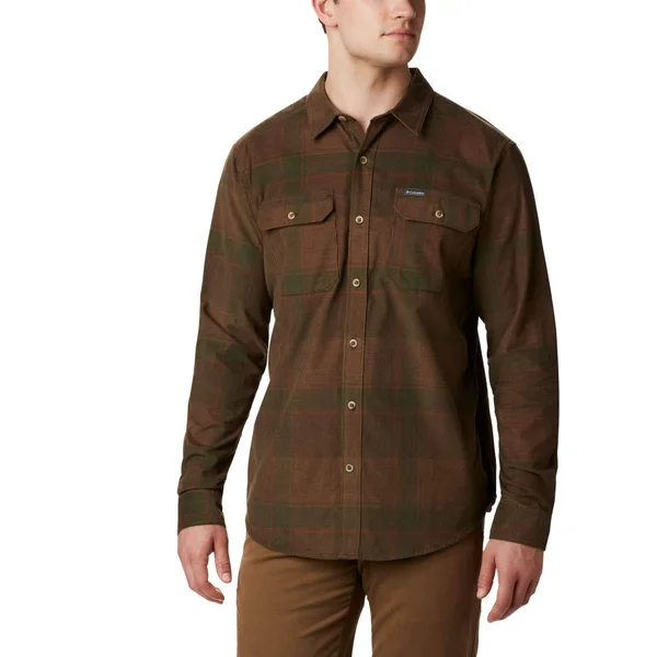 Columbia Men's Flare Gun Corduroy Shirt - XL - Green Large Check