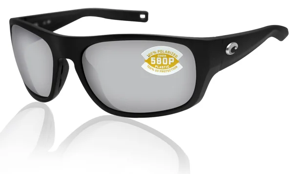 Costa Del Mar Tico 580P Polarized Sunglasses, Matte Black/Gray Silver Mirror
