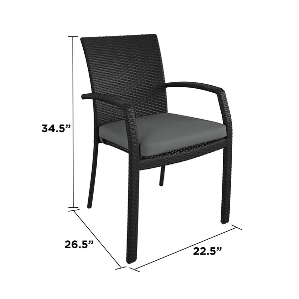 Outdoor Stacking Dining Chair - 6-Pack, N/A, Black