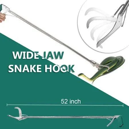 Iclover 52 inch Extra Heavy Duty Standard Reptile Snake Tongs Reptile Grabber Rattle Snake Catcher Wide Jaw Handling Tool